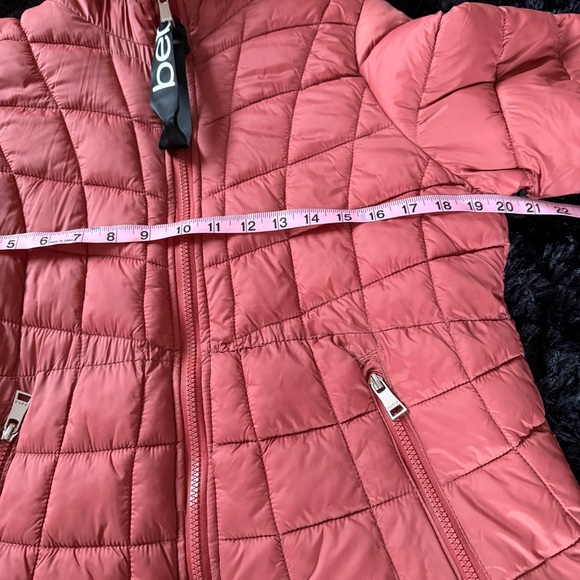 Bebe Coral Red Quilted Jacket with Faux Fur Trim - Picture 6 of 10